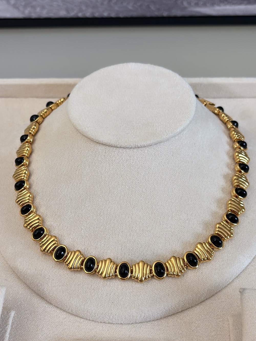D’Orlan Classic Gold and Black with Enamel Necklace - Elegant Women's Jewelry
